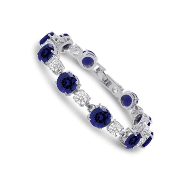 Silver Plated CZ Tennis Bracelet - 8mm & 5mm Cubic Zirconia Stones ~Choose Color 7