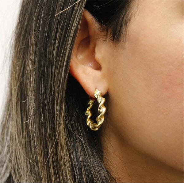 925 Solid Sterling Silver 25MM Twisted Hoop Huggie Earrings For Women -3 Colors 24