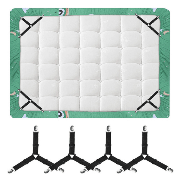 4 Bed Sheet Fasteners Adjustable Elastic Suspenders Straps Mattress Covers Clips 8