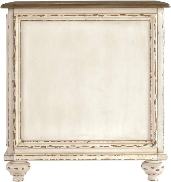 Signature Design by Ashley Realyn Farmhouse Chair Side End Table with Cabinet For Storage, Antique White & Brown 2