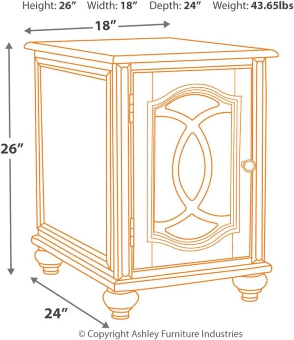 Signature Design by Ashley Realyn Farmhouse Chair Side End Table with Cabinet For Storage, Antique White & Brown 3