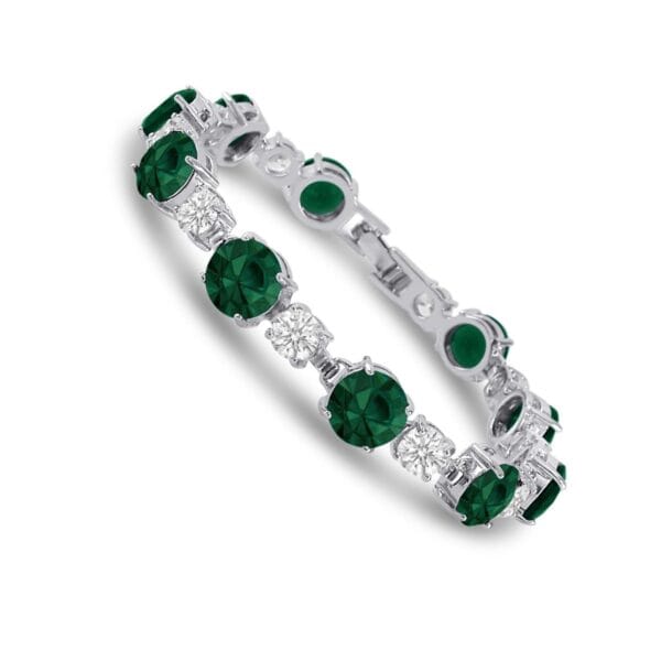 Silver Plated CZ Tennis Bracelet - 8mm & 5mm Cubic Zirconia Stones ~Choose Color 8
