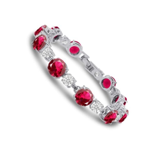 Silver Plated CZ Tennis Bracelet - 8mm & 5mm Cubic Zirconia Stones ~Choose Color 9