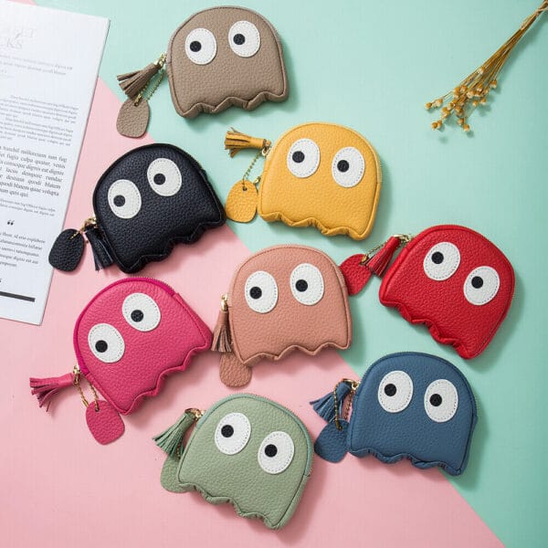 Cute Cartoon Genuine Leather Mini Coin Purse Keychain Pouch Card Holder Womens 2