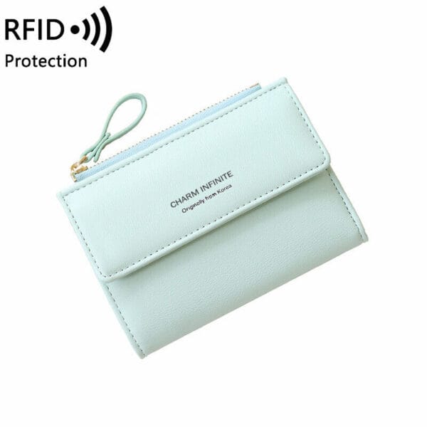 Women RFID Short Wallet Lady Small Handbag Bifold Leather Wallet with ID Window 31