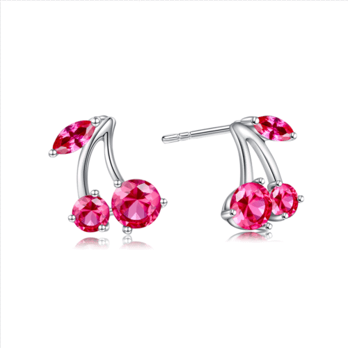 a1 Buyless Fashion Girls Cherry Fruit Stud Earrings Sparkling Crystal