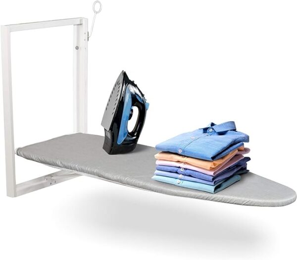Ivation Wall-Mounted Ironing Board | Foldable 36.2” x 12.2” Ironing Station for Home, Apartment & Small Spaces | Sturdy Folding Board, Easy-Release Lever, Removable Cotton Cover & Mounting Hardware 1