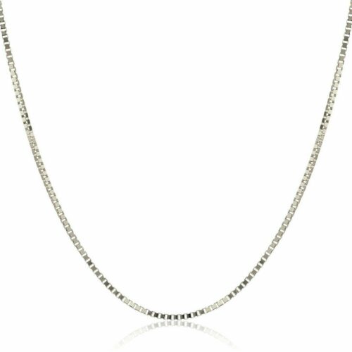 a1 Solid 925 Sterling Silver 1mm Italian Box Chain Necklace 16"-30" For Men & Women