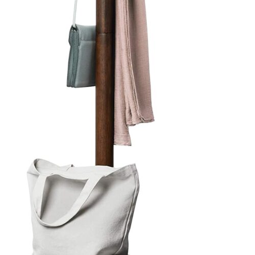a1 Umbra Pillar Coat Rack, Stool, Black/Walnut