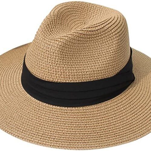 a1 Women Straw Hats Fedora Beach Sun Hat Wide Floppy Brim Straw Panama Roll Up Hat