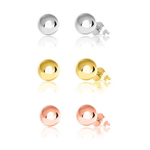 a1 .925 Sterling Silver Post Ball Stud Earrings, Women & Girls, From 2-12MM