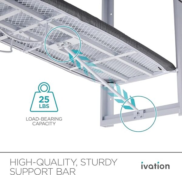Ivation Wall-Mounted Ironing Board | Foldable 36.2” x 12.2” Ironing Station for Home, Apartment & Small Spaces | Sturdy Folding Board, Easy-Release Lever, Removable Cotton Cover & Mounting Hardware 4