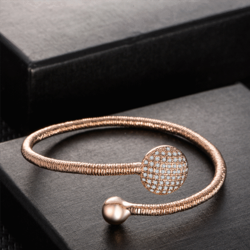 a3 Buyless Fashion Girls Bangle Bracelet White Stones Circle Shape Jewelry