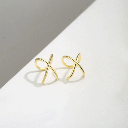 a3 Buyless Fashion Unisex None Piercing Criss Cross Cuff Earrings Sterling Silver