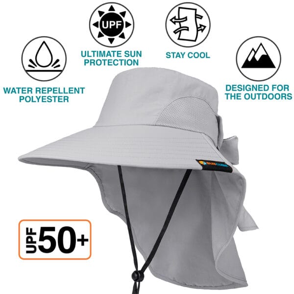 Safari Sun Hat for Women Summer Hats Wide Brim Ponytail Outdoor Working Hiking 26