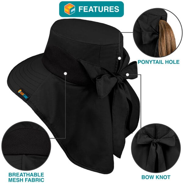 Safari Sun Hat for Women Summer Hats Wide Brim Ponytail Outdoor Working Hiking 28