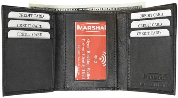 Real Leather Slim Wallets For Men Trifold Mens Wallet W/ ID Window RFID Blocking 13
