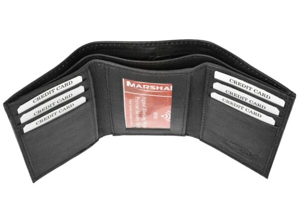 Real Leather Slim Wallets For Men Trifold Mens Wallet W/ ID Window RFID Blocking 6