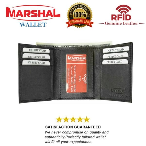 full-5.jpg Real Leather Slim Wallets For Men Trifold Mens Wallet W/ ID Window RFID Blocking