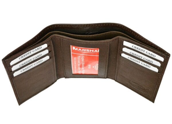 Real Leather Slim Wallets For Men Trifold Mens Wallet W/ ID Window RFID Blocking 12