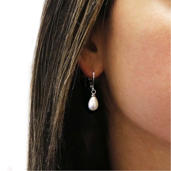 925 Sterling Silver Drop Hook Lever Back Freshwater Pearls Earrings 8MM 2