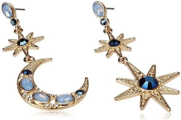 US Seller Betsey Johnson Celestial Moon & Star Drop Earrings 2