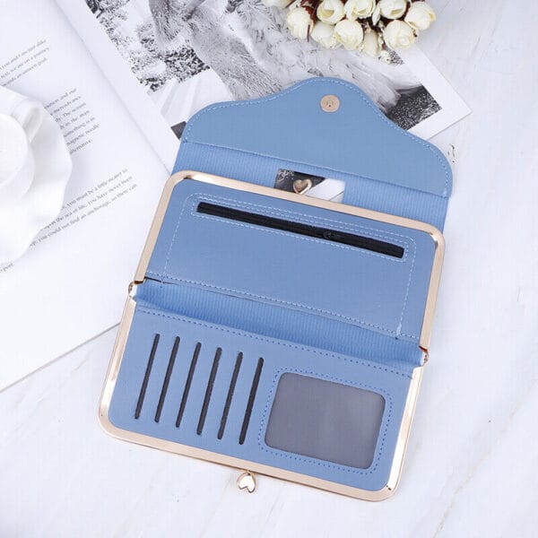 Women's Clutch PU Leather Wallet Long Card Holder Trifold Purse Slim Handbag US 2