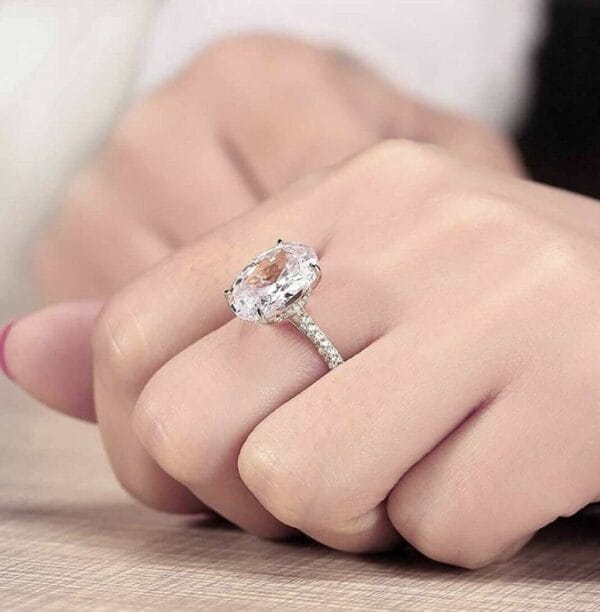 18k White Gold Plated Large 7.00 CTTW Oval Cut Engagement Ring Sizes 6 - 9 2