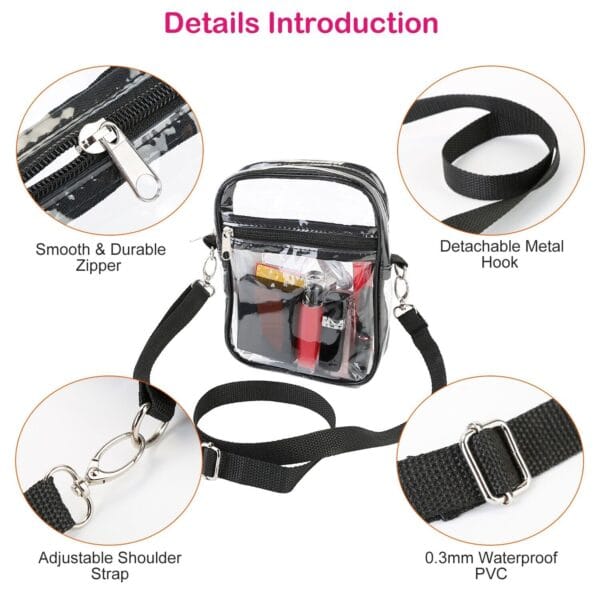 Clear Tote Bag PVC Stadium Approved Shoulder Handbag Purse Crossbody w/ Zipper 2