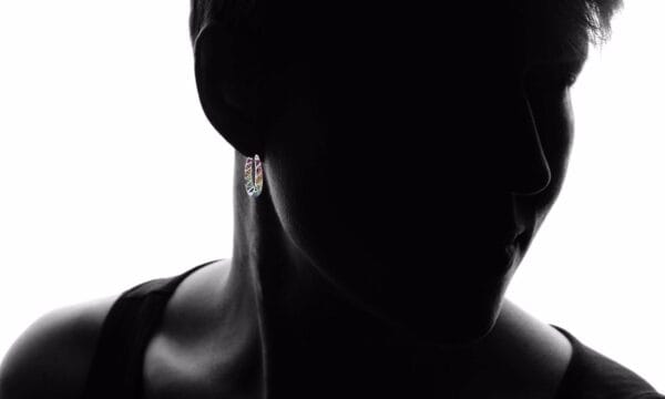 18Kt White Gold Plated Rainbow Austrian Crystal Inside Outside Hoops Earrings 2