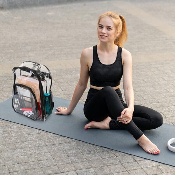 Heavy Duty Transparent Backpack See Through Book-bag Waterproof Clear Backpack 3