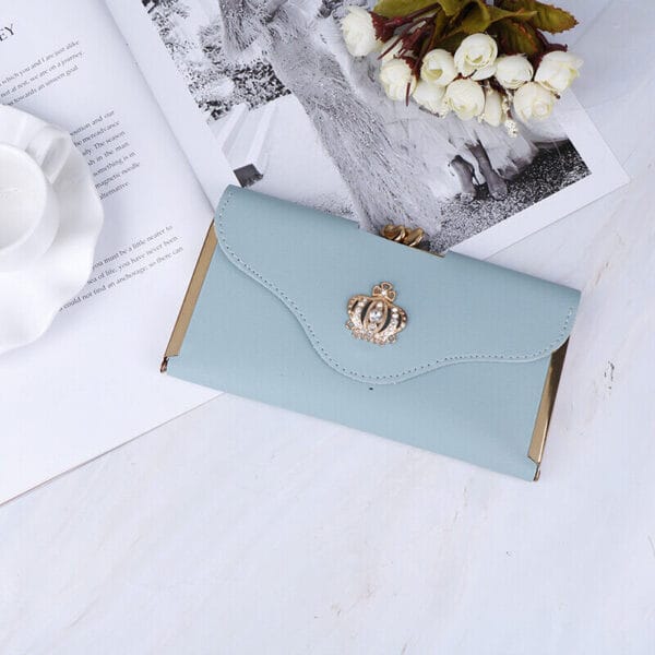 Women's Clutch PU Leather Wallet Long Card Holder Trifold Purse Slim Handbag US 3