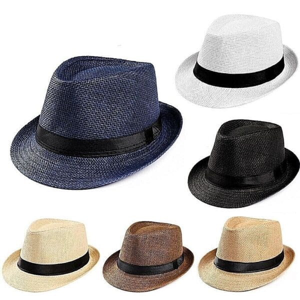 s-l1600-102.jpg Men Women Summer Straw Fedora Hat Trilby Cuban Sun Cap Panama Short Brim Floral