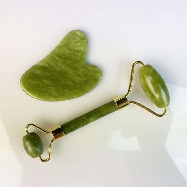 Jade Gua Sha Board Beauty Facial Roller Set Natural Face Neck Massager Tool 7