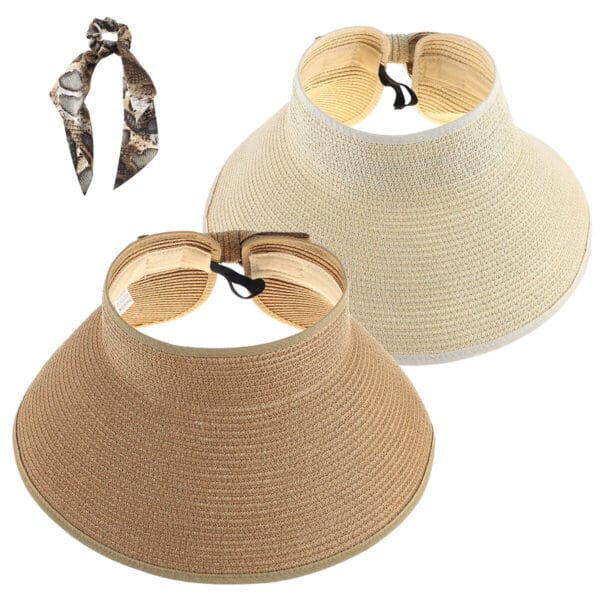 s-l1600-106.jpg 2 Packs Sun Visor Hats for Women Wide Brim Foldable Summer Straw Beach Hat