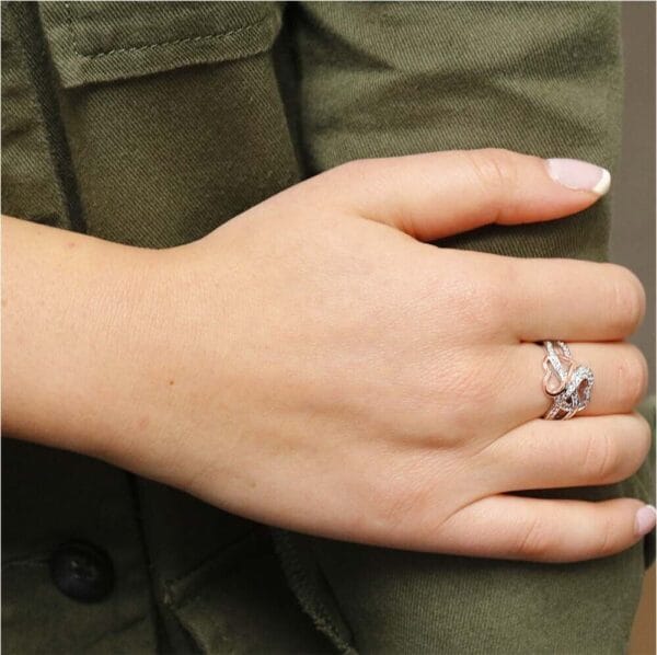 Women's 925 Sterling Silver Rose Gold Plated Heart Infinity Knot CZ Promise Ring 11