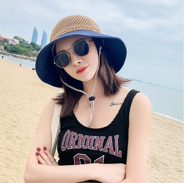 Sun Beach Straw Hats Wide Brim Packable Summer Cap 4