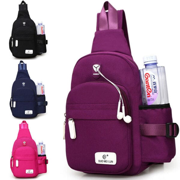 Men Women Nylon Crossbody Shoulder Chest Cycle Sling Bag Daily Travel Backpack 11
