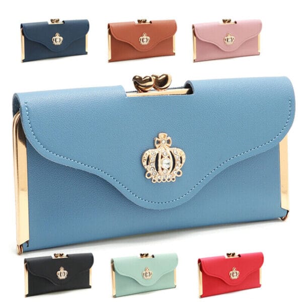 Women's Clutch PU Leather Wallet Long Card Holder Trifold Purse Slim Handbag US 20