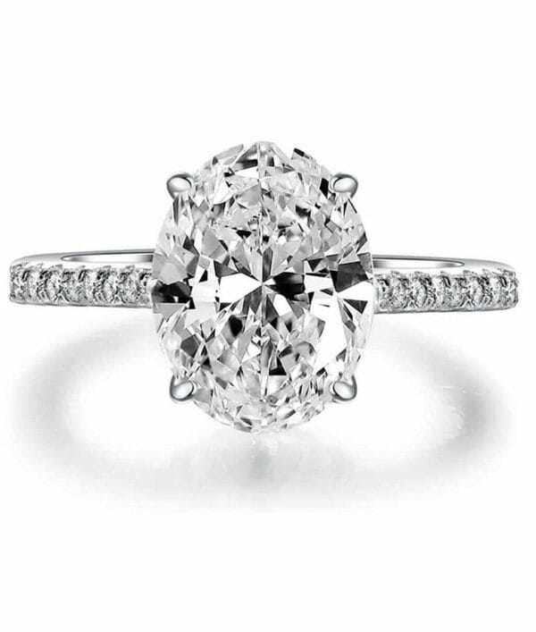 18k White Gold Plated Large 7.00 CTTW Oval Cut Engagement Ring Sizes 6 - 9 1