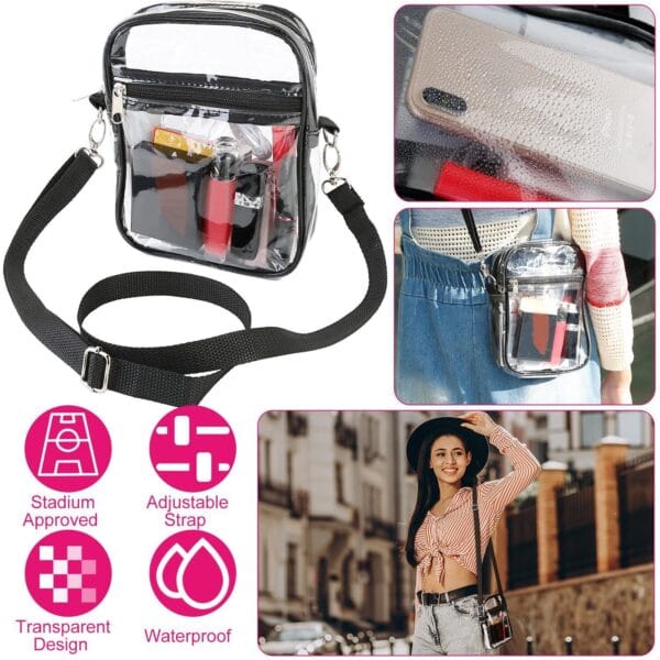 Clear Tote Bag PVC Stadium Approved Shoulder Handbag Purse Crossbody w/ Zipper 1