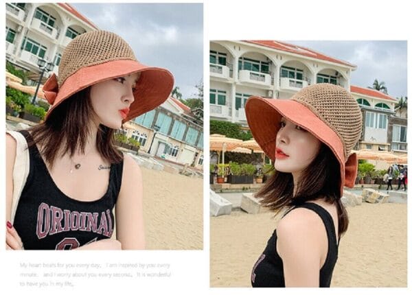 Sun Beach Straw Hats Wide Brim Packable Summer Cap 7