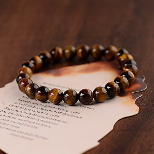 Tiger Eye Bracelet for Men Women Handmade Natural Stone Tiger Eye Beads Bracelet 7
