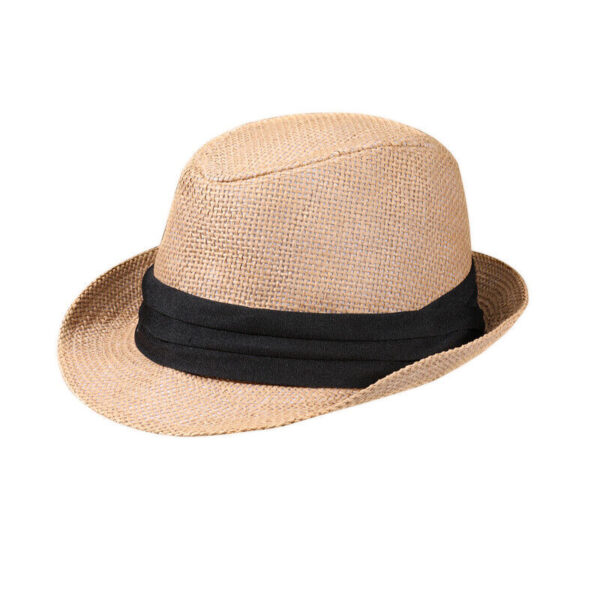 s-l1600-145.jpg Unisex Summer Straw Fedora Hat Trilby Cuban Sun Cap Panama Short Brim Floral Hat