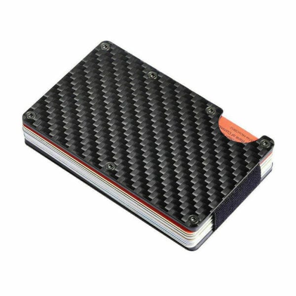 RFID Blocking Slim Money Clip Mens Carbon Fiber Credit Card Holder Metal Wallet 3