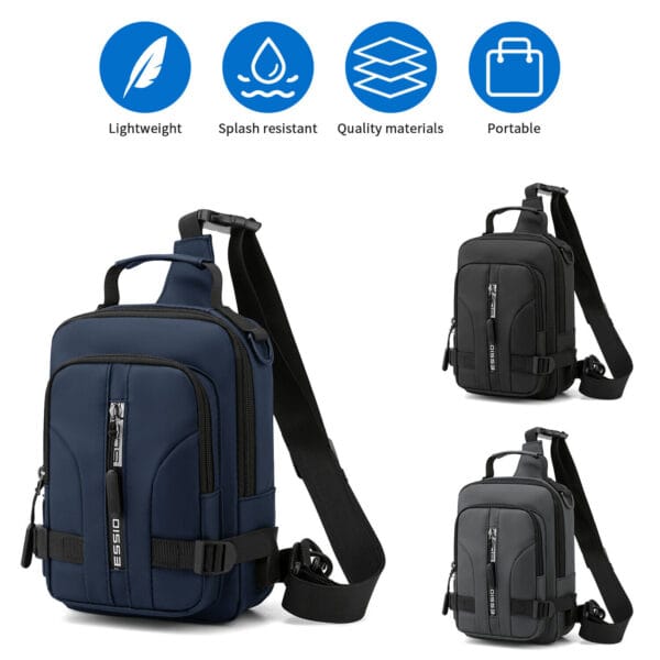 Men's Sling Shoulder Bag Anti-theft Chest Messenger Crossbody Backpack USB Port 9