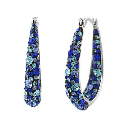Women's 18kt White Gold Inside Out Blue Hoop Earrings