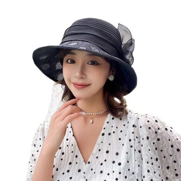 Kentucky Derby Wide Brim Mesh Fascinator Hat Women Floral Church Party Formal