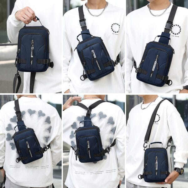 Men's Sling Shoulder Bag Anti-theft Chest Messenger Crossbody Backpack USB Port 10