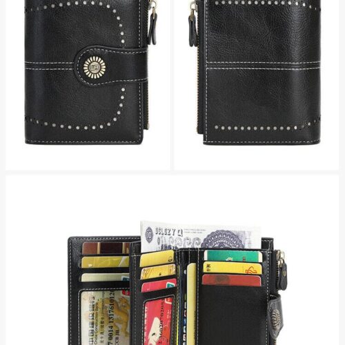 RFID Blocking Women Small Leather Wallet Credit Card Holder Mini Bifold Purse US